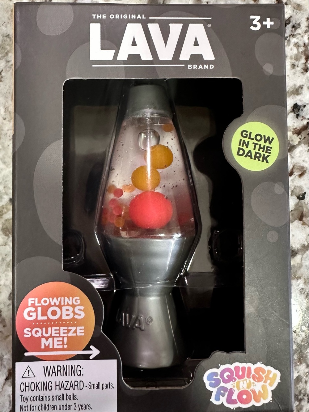 LAVA Glow-in-the-Dark Squish N' Flow Lava Lamp - Silver & Red/Orange